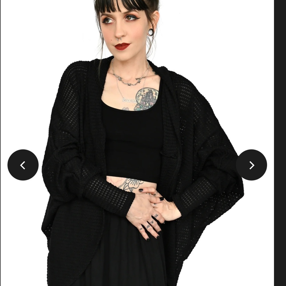Foxblood Bishop Sleeve Women's Black Knit Cardigan Sweater